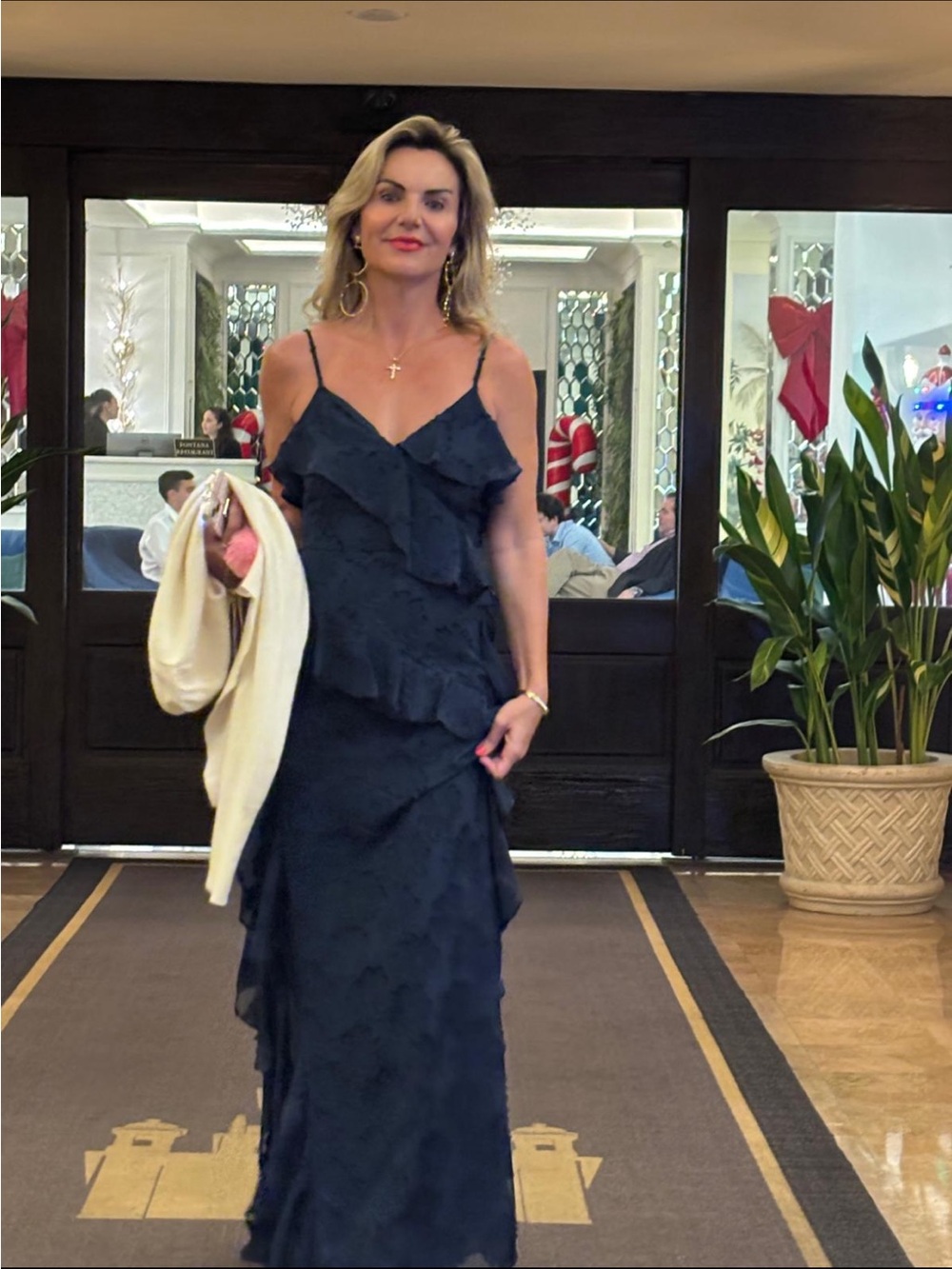 Ramy Brook Navy Ruffled Maxi Dress